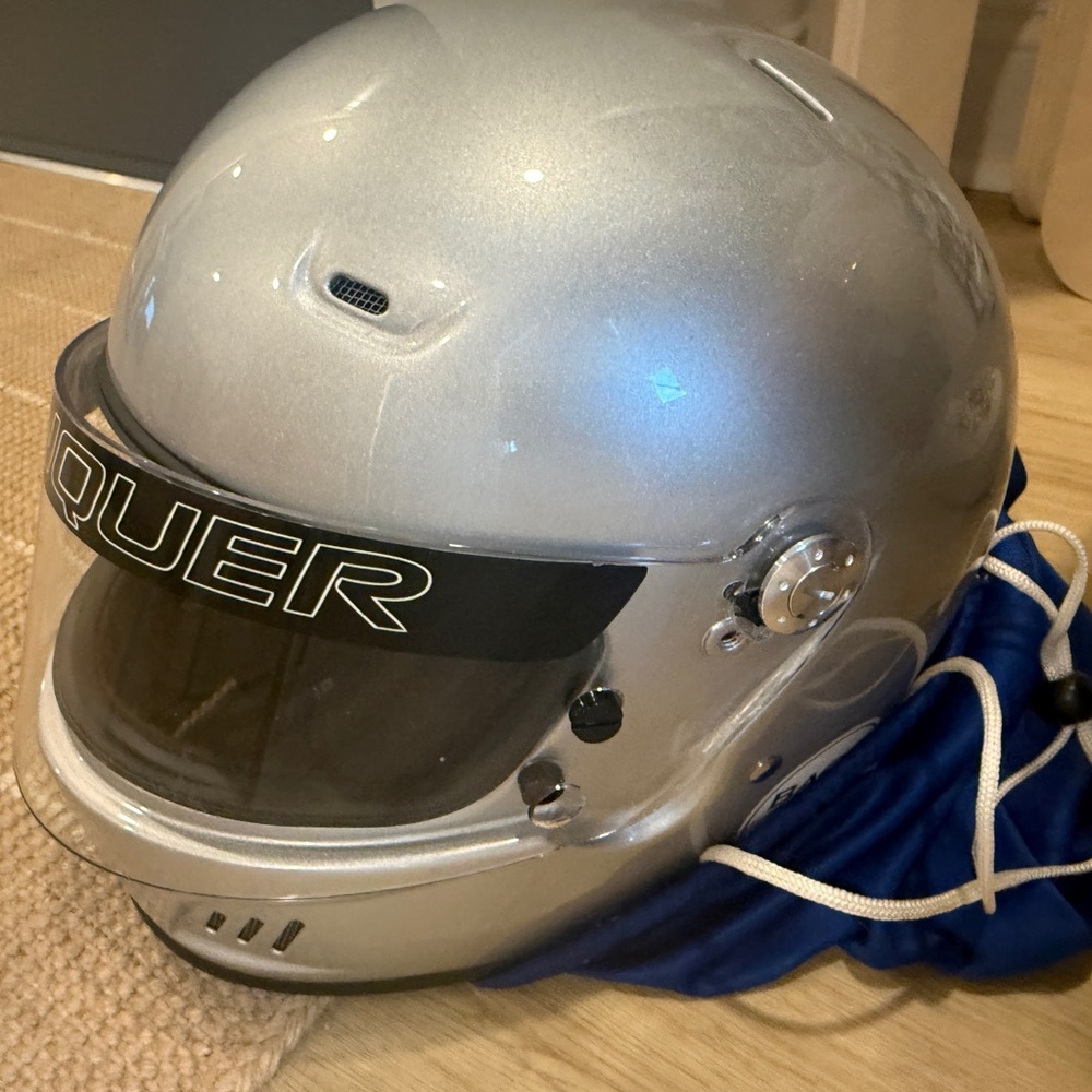 Conquer Snell SA2015 Silver Racing Helmet – Full Face – Size S